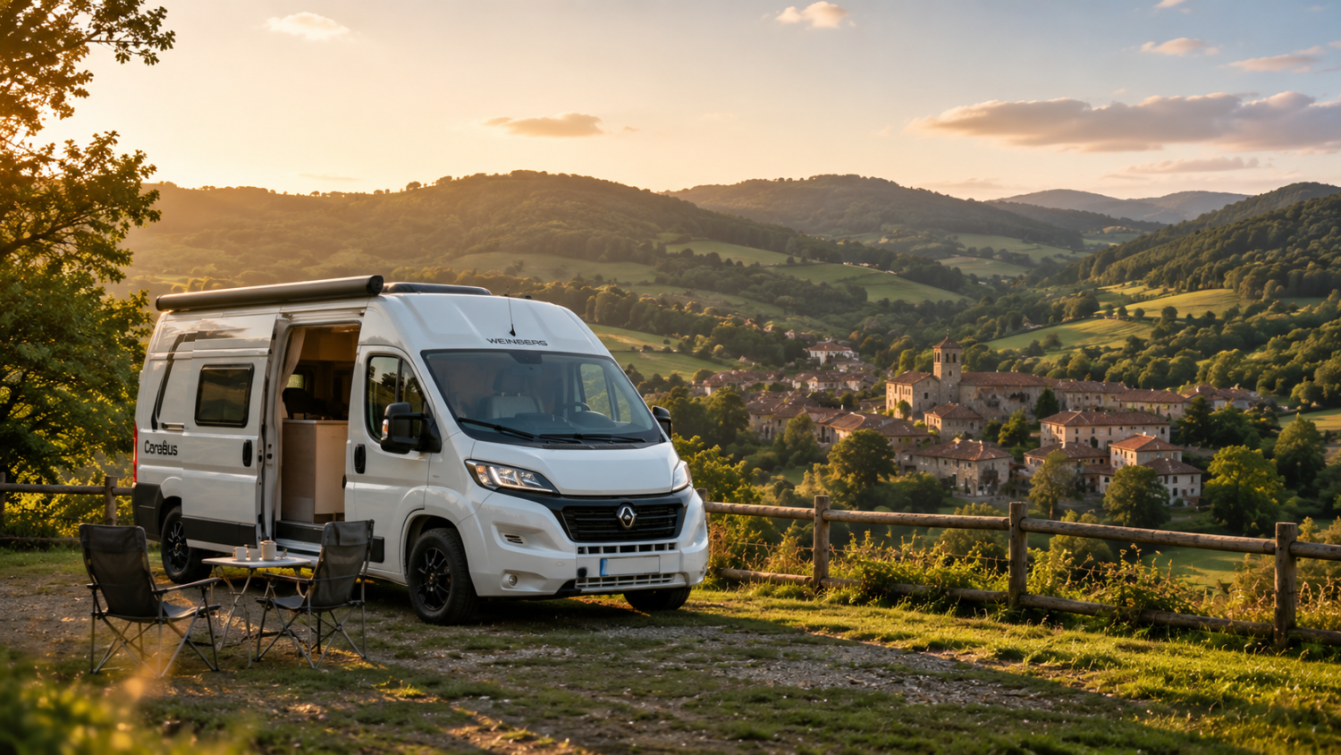 Camper recorriendo Cantabria con los Picos de Europa al fondo